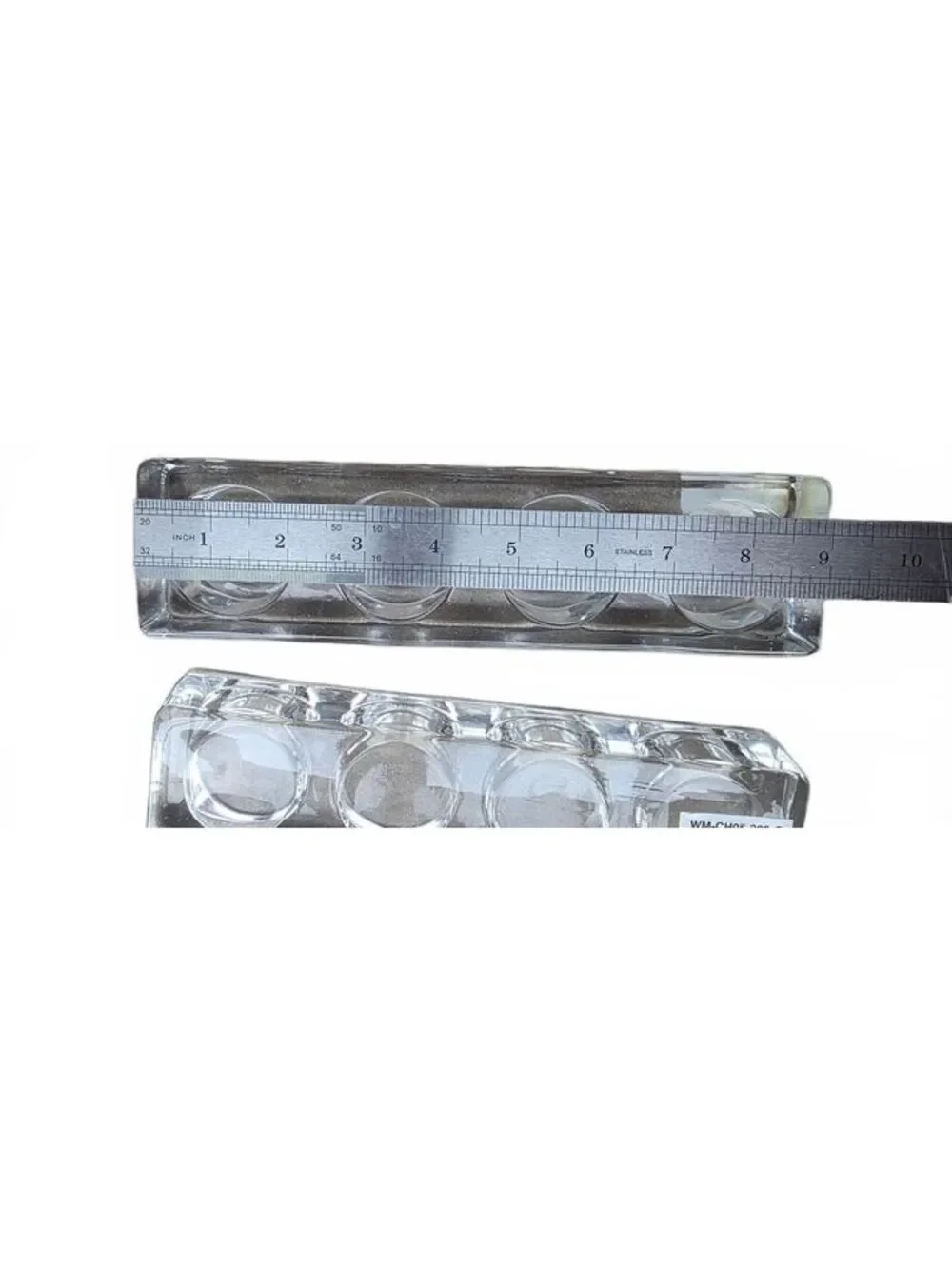 Set of 2 Heavy Clear Glass Block Tealight Candle Holders Modern Centerpiece Tray